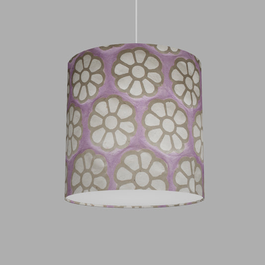 Drum Lamp Shade - P21 - Batik Big Flower on Lilac, 30cm(d) x 30cm(h)