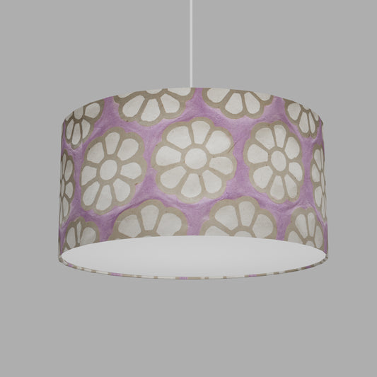 Drum Lamp Shade - P21 - Batik Big Flower on Lilac, 40cm(d) x 20cm(h)