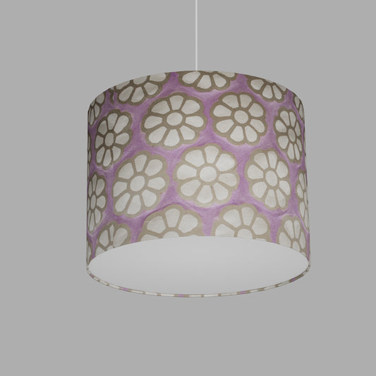 Drum Lamp Shade - P21 - Batik Big Flower on Lilac, 40cm(d) x 30cm(h)