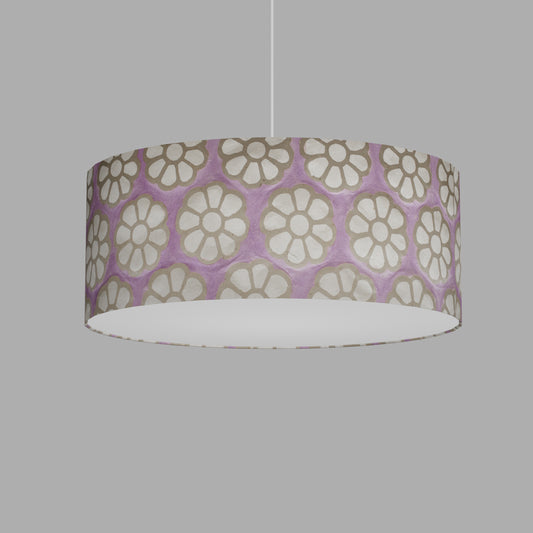 Drum Lamp Shade - P21 - Batik Big Flower on Lilac, 50cm(d) x 20cm(h)