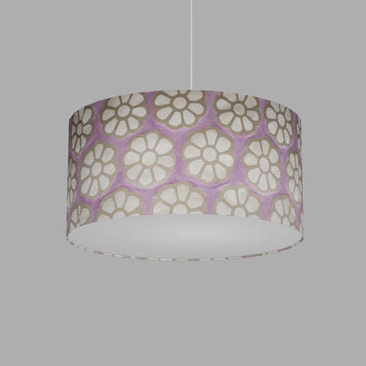 Drum Lamp Shade - P21 - Batik Big Flower on Lilac, 50cm(d) x 25cm(h)