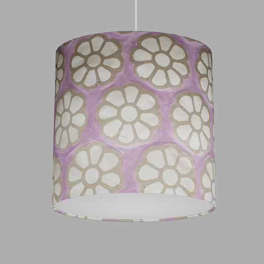 Oval Lamp Shade - P21 - Batik Big Flower on Lilac, 30cm(w) x 30cm(h) x 22cm(d)