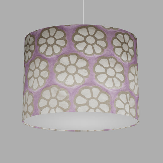Oval Lamp Shade - P21 - Batik Big Flower on Lilac, 40cm(w) x 30cm(h) x 30cm(d)