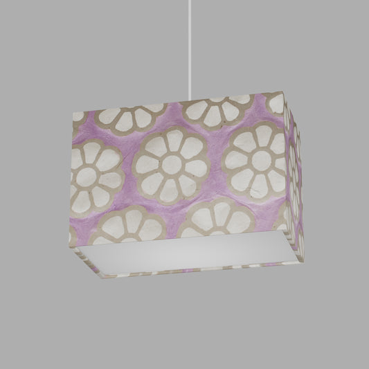 Rectangle Lamp Shade - P21 - Batik Big Flower on Lilac, 30cm(w) x 20cm(h) x 15cm(d)
