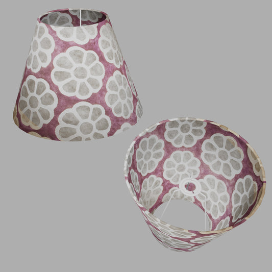 Conical Lamp Shade P21 - Batik Big Flower on Lilac, 15cm(top) x 30cm(bottom) x 22cm(height)