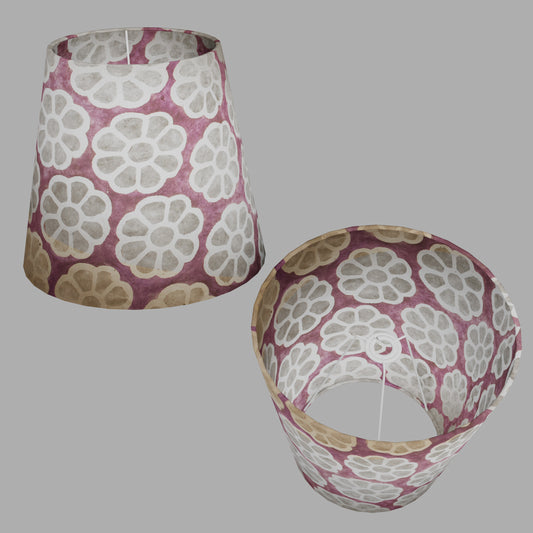 Conical Lamp Shade P21 - Batik Big Flower on Lilac, 23cm(top) x 35cm(bottom) x 31cm(height)