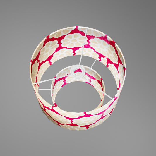 2 Tier Lamp Shade - P22 - Batik Big Flower on Hot Pink, 30cm x 20cm & 20cm x 15cm