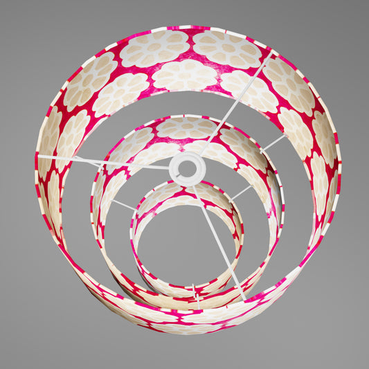 3 Tier Lamp Shade - P22 - Batik Big Flower on Hot Pink, 40cm x 20cm, 30cm x 17.5cm & 20cm x 15cm
