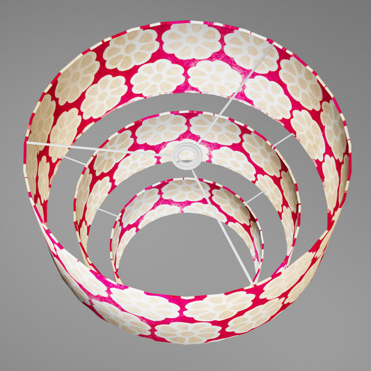 3 Tier Lamp Shade - P22 - Batik Big Flower on Hot Pink, 50cm x 20cm, 40cm x 17.5cm & 30cm x 15cm