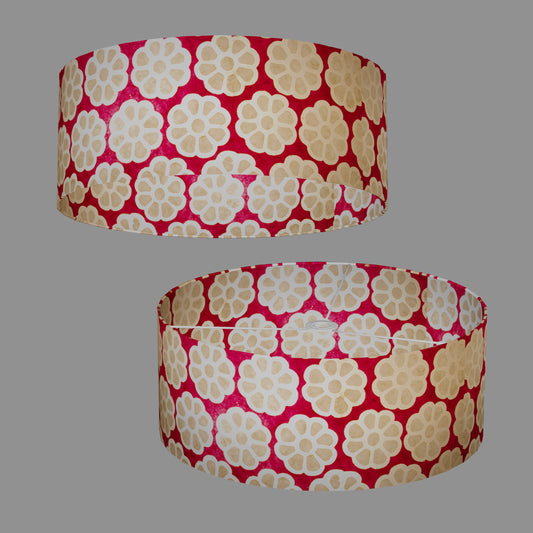 Drum Lamp Shade - P22 - Batik Big Flower on Hot Pink, 50cm(d) x 20cm(h)