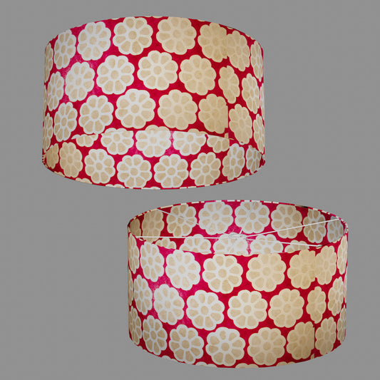Drum Lamp Shade - P22 - Batik Big Flower on Hot Pink, 60cm(d) x 30cm(h)