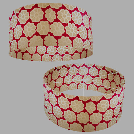 Drum Lamp Shade - P22 - Batik Big Flower on Hot Pink, 70cm(d) x 30cm(h)