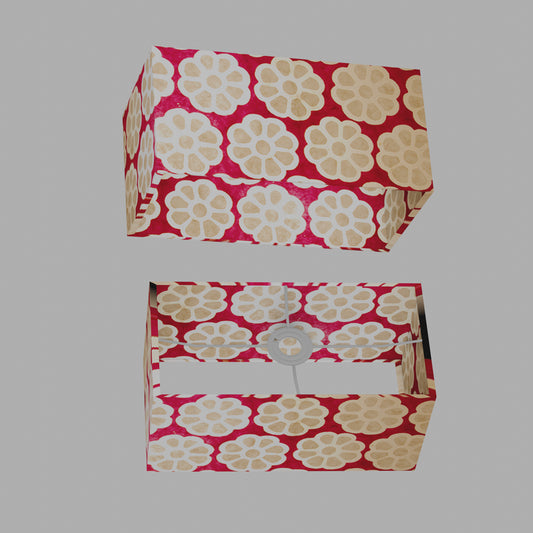 Rectangle Lamp Shade - P22 - Batik Big Flower on Hot Pink, 40cm(w) x 20cm(h) x 20cm(d)