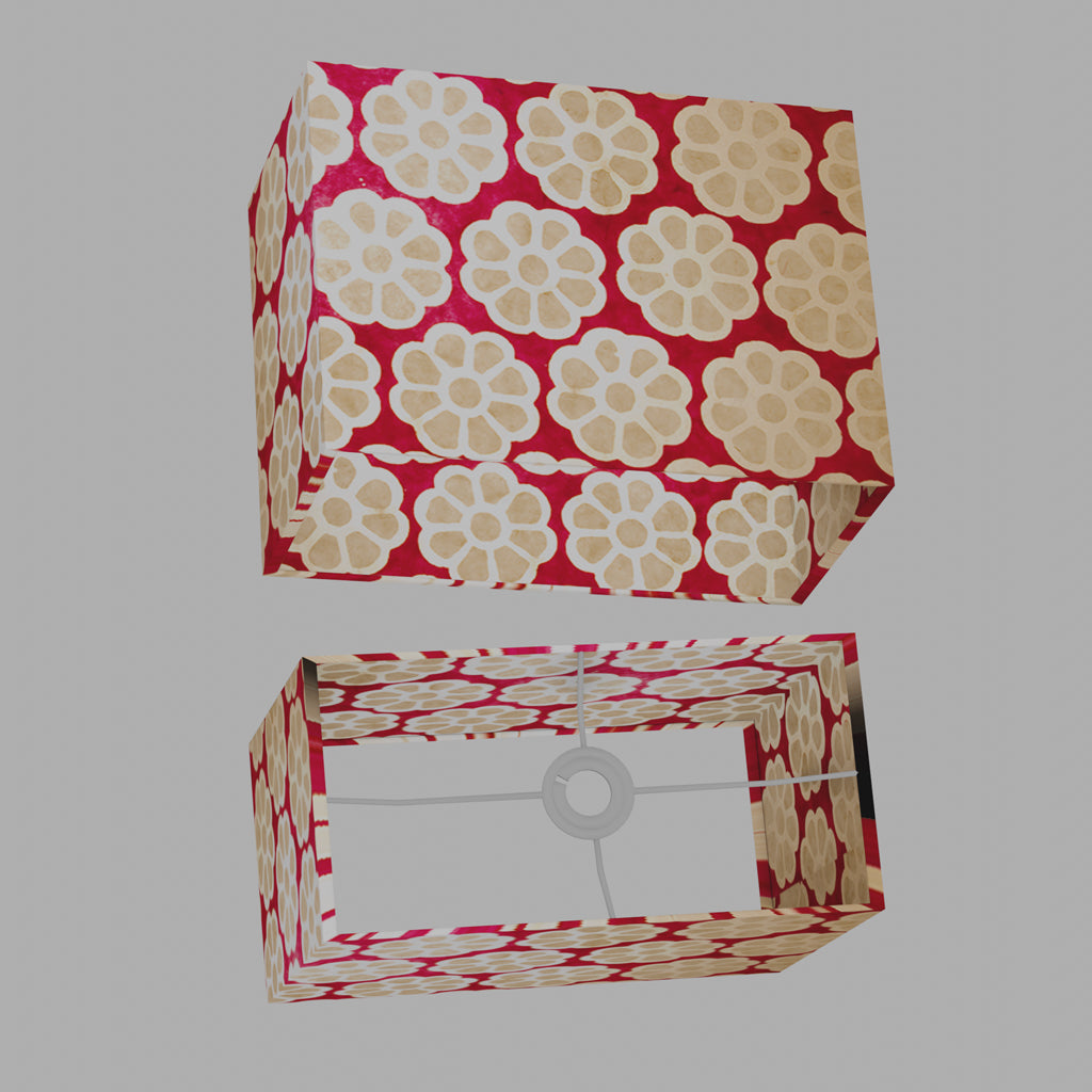 Rectangle Lamp Shade - P22 - Batik Big Flower on Hot Pink, 40cm(w) x 30cm(h) x 20cm(d)