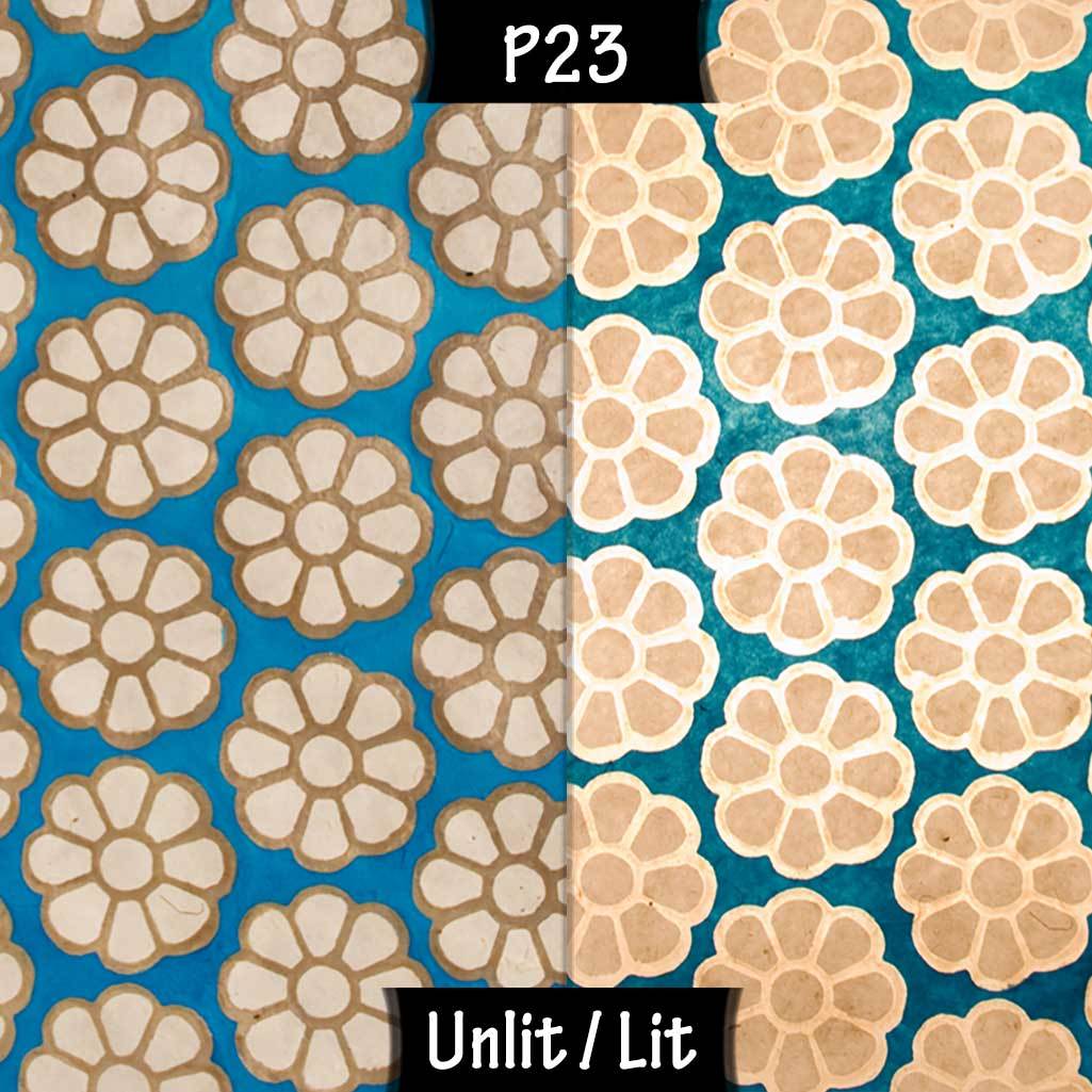 Drum Lamp Shade - P23 - Batik Big Flower on Teal, 25cm x 25cm