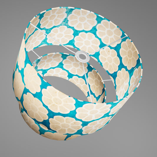 2 Tier Lamp Shade - P23 - Batik Big Flower on Teal, 40cm x 20cm & 30cm x 15cm