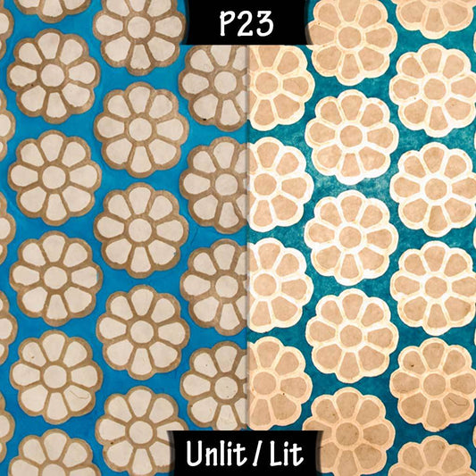 Square Lamp Shade - P23 - Batik Big Flower on Teal, 30cm(w) x 30cm(h) x 30cm(d) - Imbue Lighting