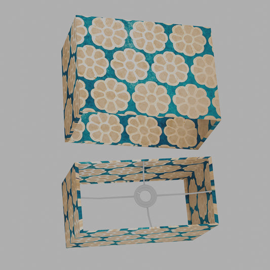 Rectangle Lamp Shade - P23 - Batik Big Flower on Teal, 40cm(w) x 30cm(h) x 20cm(d)