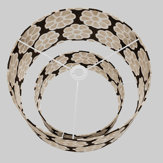 2 Tier Lamp Shade - P24 -Batik Big Flower on Black, 40cm x 20cm & 30cm x 15cm