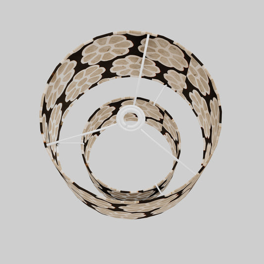 2 Tier Lamp Shade - P24 -Batik Big Flower on Black, 30cm x 20cm & 20cm x 15cm