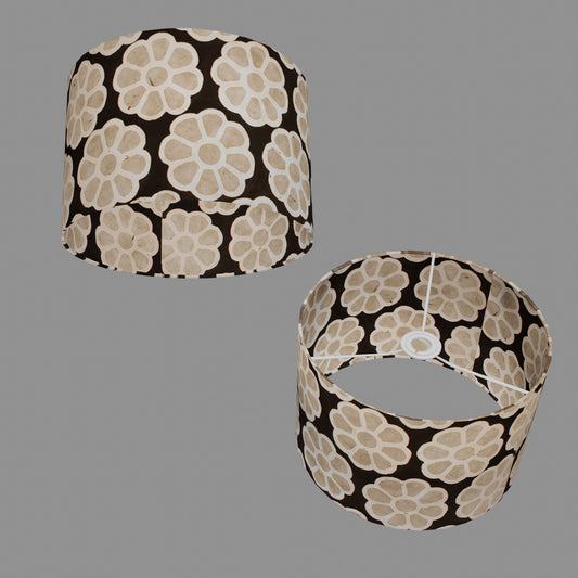 Drum Lamp Shade - P24 -Batik Big Flower on Black, 30cm(d) x 20cm(h)