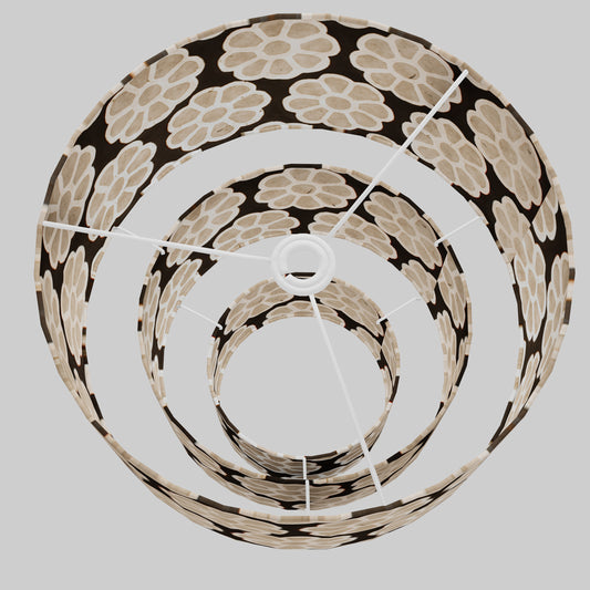 3 Tier Lamp Shade - P24 -Batik Big Flower on Black, 40cm x 20cm, 30cm x 17.5cm & 20cm x 15cm