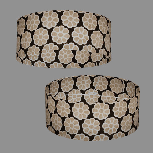 Drum Lamp Shade - P24 -Batik Big Flower on Black, 50cm(d) x 20cm(h)
