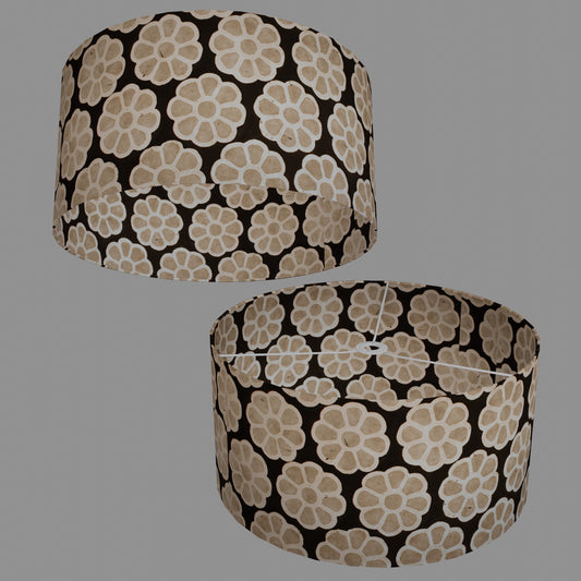Drum Lamp Shade - P24 -Batik Big Flower on Black, 50cm(d) x 25cm(h)