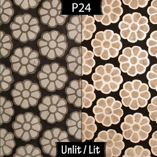 Square Lamp Shade - P24 -Batik Big Flower on Black, 20cm(w) x 20cm(h) x 20cm(d)
