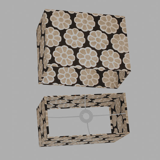 Rectangle Lamp Shade - P24 -Batik Big Flower on Black, 40cm(w) x 30cm(h) x 20cm(d)