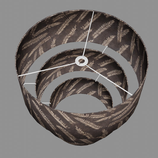 3 Tier Lamp Shade - P26 - Resistance Dyed Brown Fern, 50cm x 20cm, 40cm x 17.5cm & 30cm x 15cm