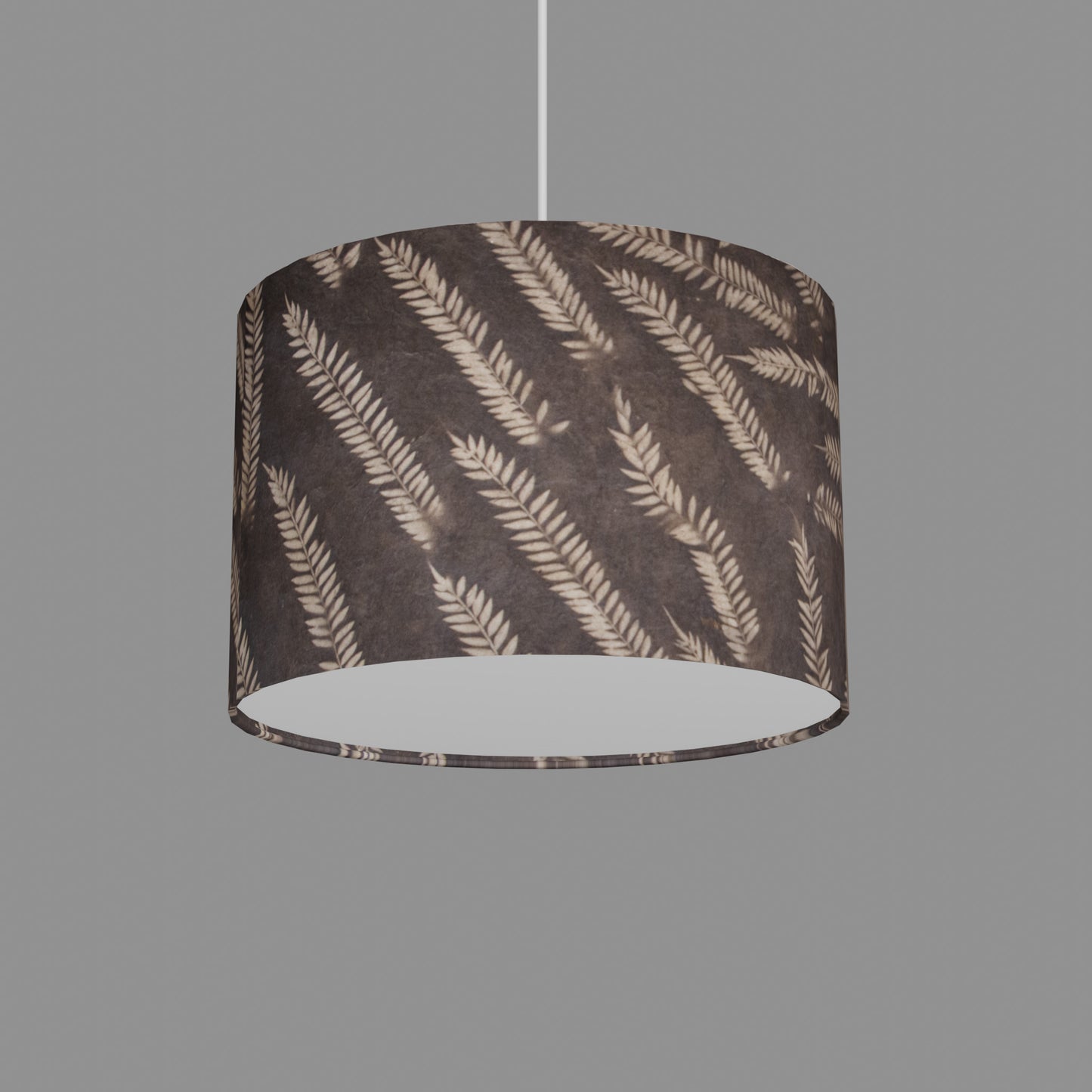 Drum Lamp Shade - P26 - Resistance Dyed Brown Fern, 30cm(d) x 20cm(h)