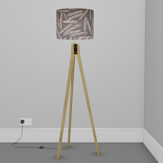 Oak Tripod Floor Lamp - P26 - Resistance Dyed Brown Fern