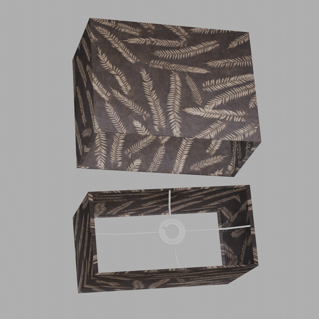 Rectangle Lamp Shade - P26 - Resistance Dyed Brown Fern, 40cm(w) x 30cm(h) x 20cm(d)