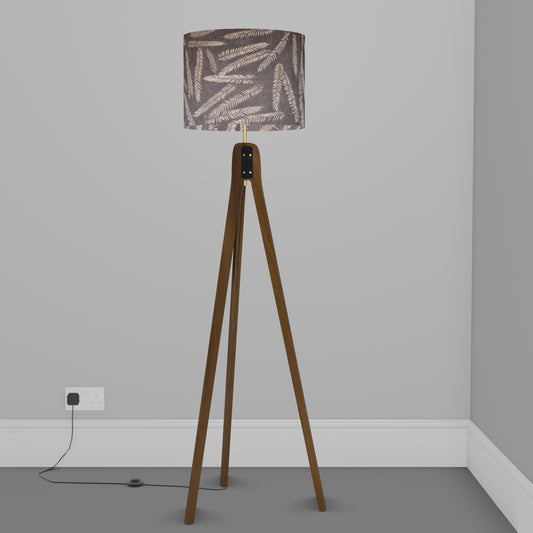 Sapele Tripod Floor Lamp - P26 - Resistance Dyed Brown Fern