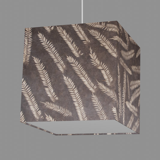 Square Lamp Shade - P26 - Resistance Dyed Brown Fern, 30cm(w) x 30cm(h) x 30cm(d)