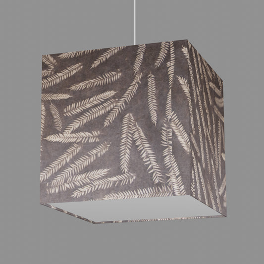 Square Lamp Shade - P26 - Resistance Dyed Brown Fern, 40cm(w) x 40cm(h) x 40cm(d)