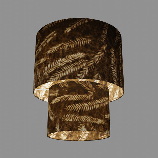 2 Tier Lamp Shade - P26 - Resistance Dyed Brown Fern, 30cm x 20cm & 20cm x 15cm