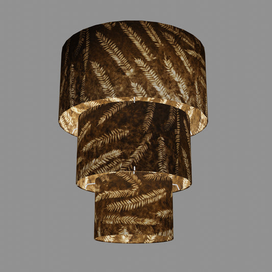 3 Tier Lamp Shade - P26 - Resistance Dyed Brown Fern, 40cm x 20cm, 30cm x 17.5cm & 20cm x 15cm