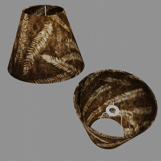 Conical Lamp Shade P26 - Resistance Dyed Brown Fern, 15cm(top) x 30cm(bottom) x 22cm(height)