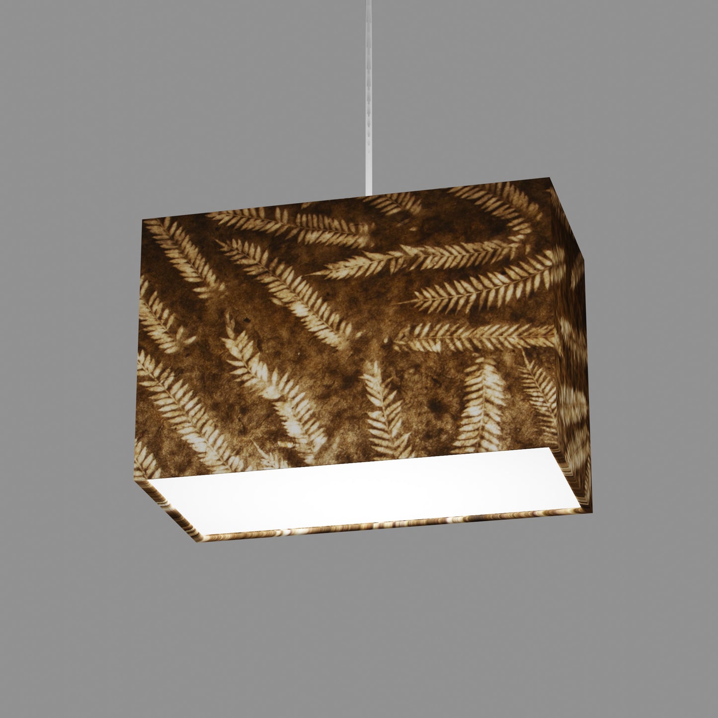 Rectangle Lamp Shade - P26 - Resistance Dyed Brown Fern, 30cm(w) x 20cm(h) x 15cm(d)