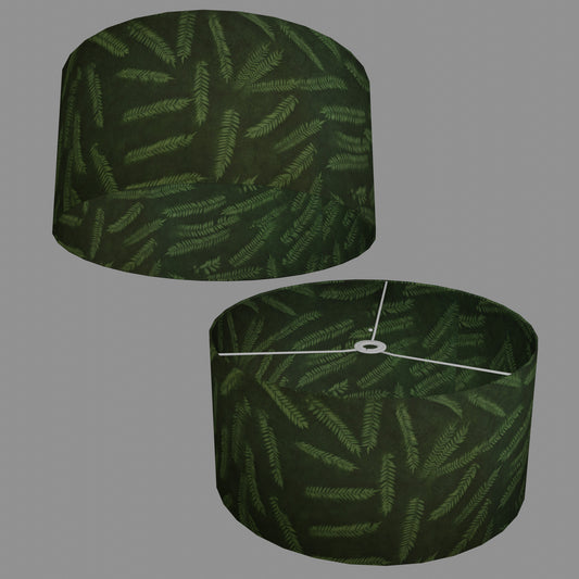 Drum Lamp Shade - P27 - Resistance Dyed Green Fern, 50cm(d) x 25cm(h)