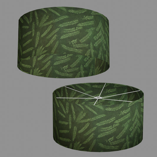 Drum Lamp Shade - P27 - Resistance Dyed Green Fern, 60cm(d) x 30cm(h)