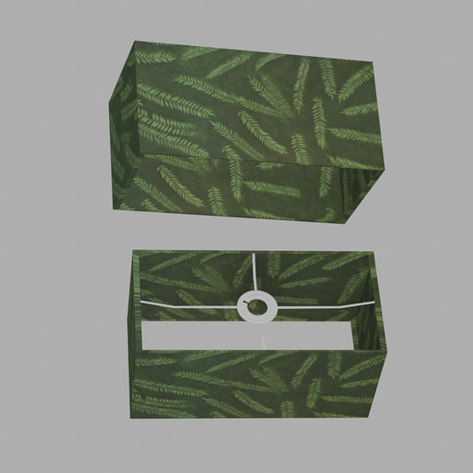 Rectangle Lamp Shade - P27 - Resistance Dyed Green Fern, 40cm(w) x 20cm(h) x 20cm(d)