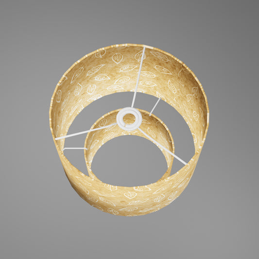 2 Tier Lamp Shade - P28 - Batik Leaf on Natural, 30cm x 20cm & 20cm x 15cm