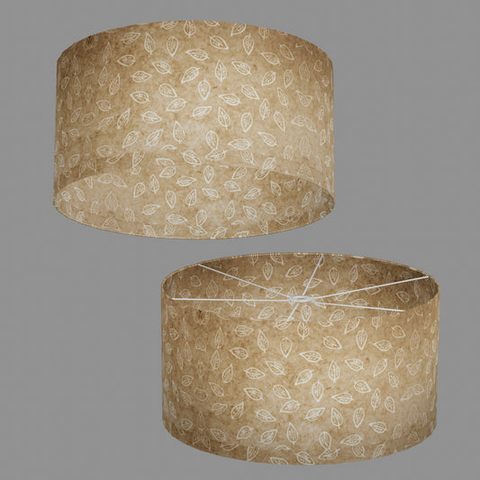 Drum Lamp Shade - P28 - Batik Leaf on Natural, 60cm(d) x 30cm(h)