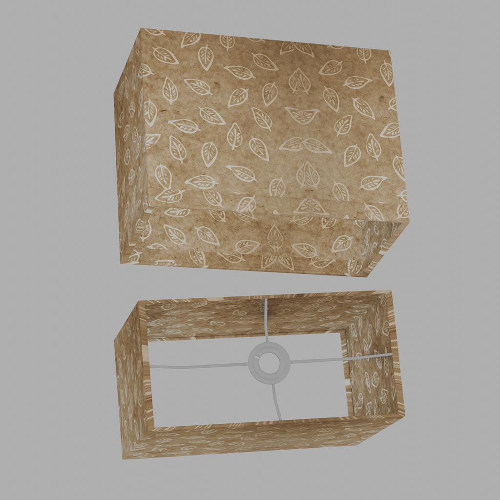 Rectangle Lamp Shade - P28 - Batik Leaf on Natural, 40cm(w) x 30cm(h) x 20cm(d)