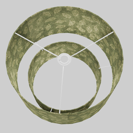 2 Tier Lamp Shade - P29 - Batik Leaf on Green, 40cm x 20cm & 30cm x 15cm