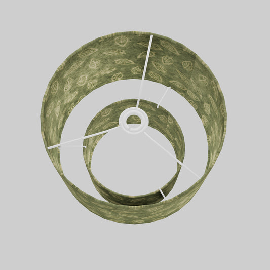 2 Tier Lamp Shade - P29 - Batik Leaf on Green, 30cm x 20cm & 20cm x 15cm