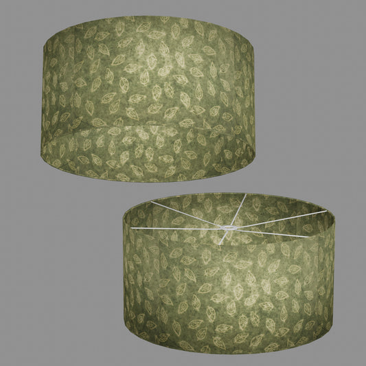 Drum Lamp Shade - P29 - Batik Leaf on Green, 60cm(d) x 30cm(h)